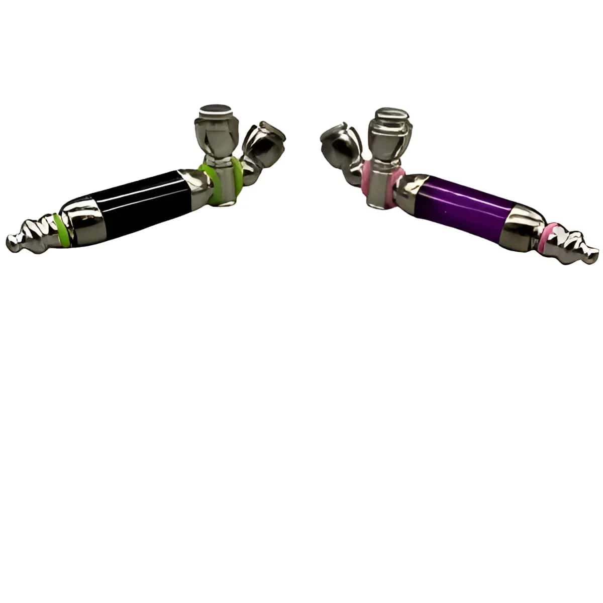 2-BOWL W/PLASTIC CHAMBER (N) METAL PIPE ASSORTED COLORS - Smoke Shop Wholesale. Done Right.