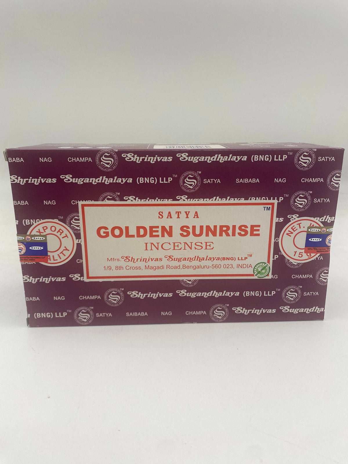 Satya 15g Golden Sunrise  Incense Sticks 12 CT Box
