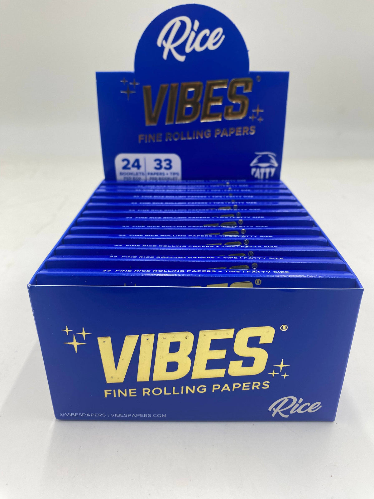 Vibes King Size Fatty Rice Rolling Papers  W/ Tips  24ct Box 33 LPB
