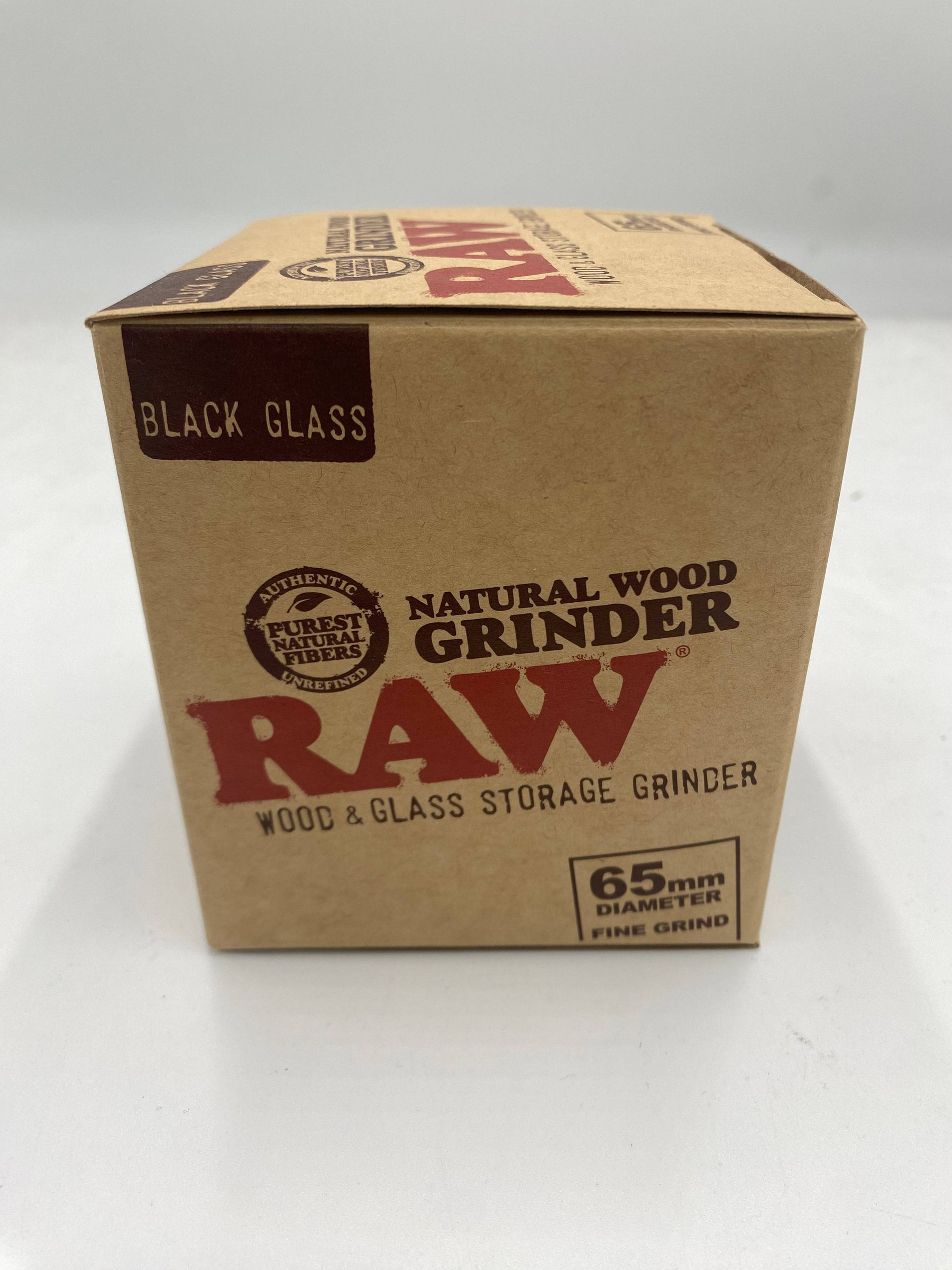 RAW BIRCH TOP WOOD & GLASS STORAGE GRINDER W/ BLACK GLASS