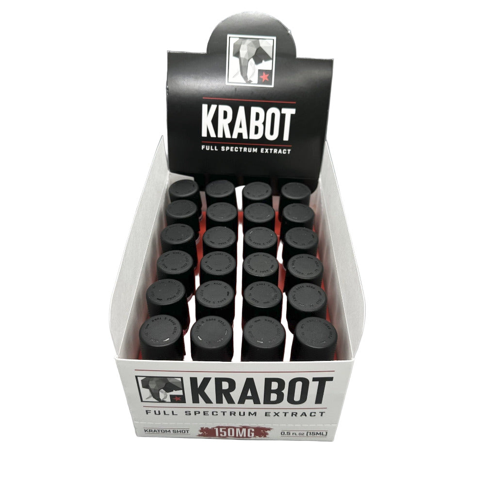 Display box of KRABOT full spectrum extract on a gray background