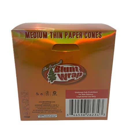 BLUNT WRAP BRAND PAPER CONES GOLD 1 1/4 MEDIUM THIN 30 CT BOX 6 CONES PER PK - Smoke Shop Wholesale. Done Right.