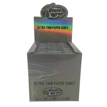 BLUNT WRAP BRAND PAPER CONES SILVER 1 1/4 ULTRA THIN 30 CT BOX 6 CONES PER PK - Smoke Shop Wholesale. Done Right.