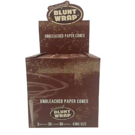 BLUNT WRAP BRAND PAPER CONES UNBLEACHED K/S 30 CT BOX 3 CONES PER PK - Smoke Shop Wholesale. Done Right.
