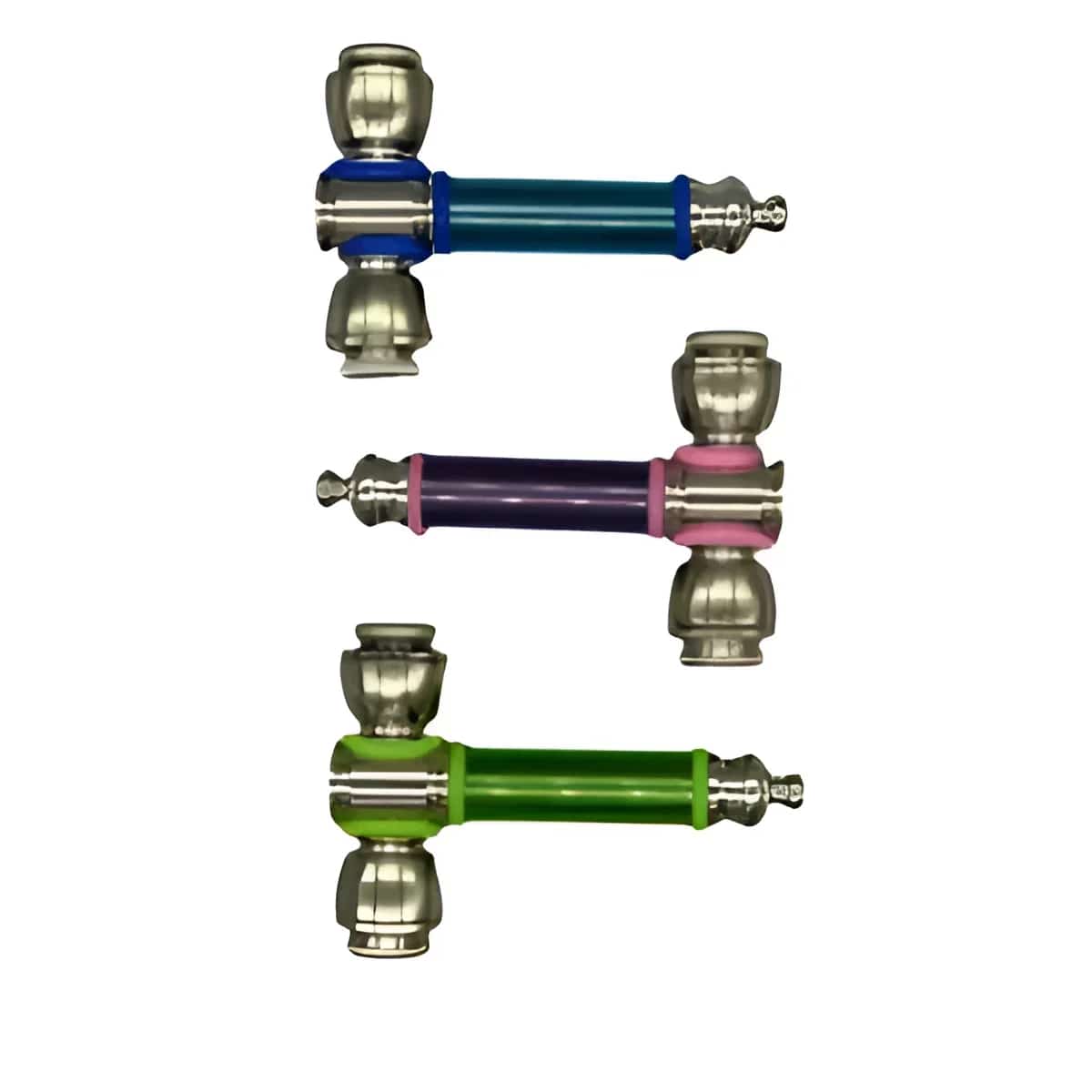 COLORED SLEEVE HAMMERHEAD (2 BOWL)(N) METAL PIPE ASSORTED COLORS - Smoke Shop Wholesale. Done Right.