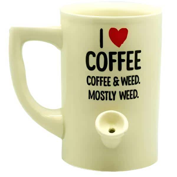 I LOVE COFFEE CERAMIC COFFEE MUG PIPE - Smoke Shop Wholesale. Done Right.
