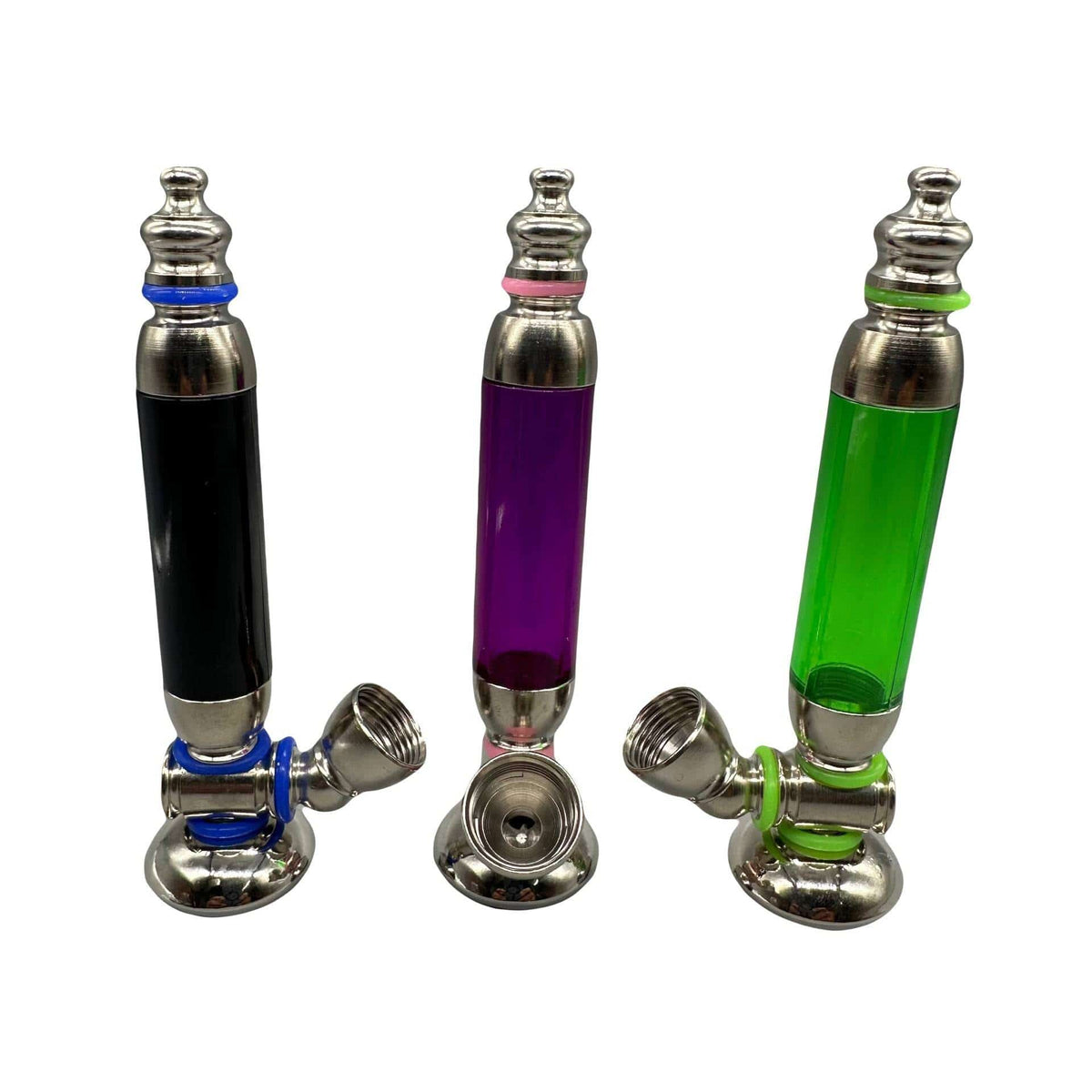 JUMBO 1 BOWL STAND UP (N) METAL PIPE ASSORTED COLORS 5’’ TALL - Smoke Shop Wholesale. Done Right.