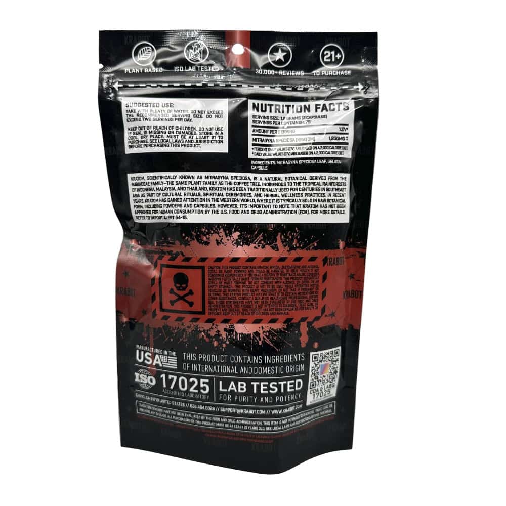 KRABOT RED MAENG DA 150CT PREMIUM KRATOM CAPSULES - Smoke Shop Wholesale. Done Right.