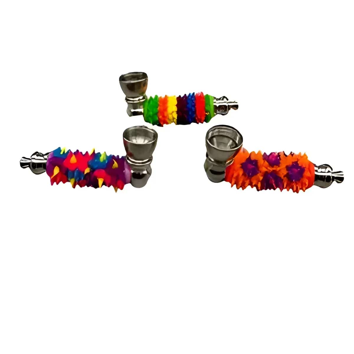 METAL PIPE WITH RUBBER SPIKED SLEEVE ASSORTED COLORS - Smoke Shop Wholesale. Done Right.