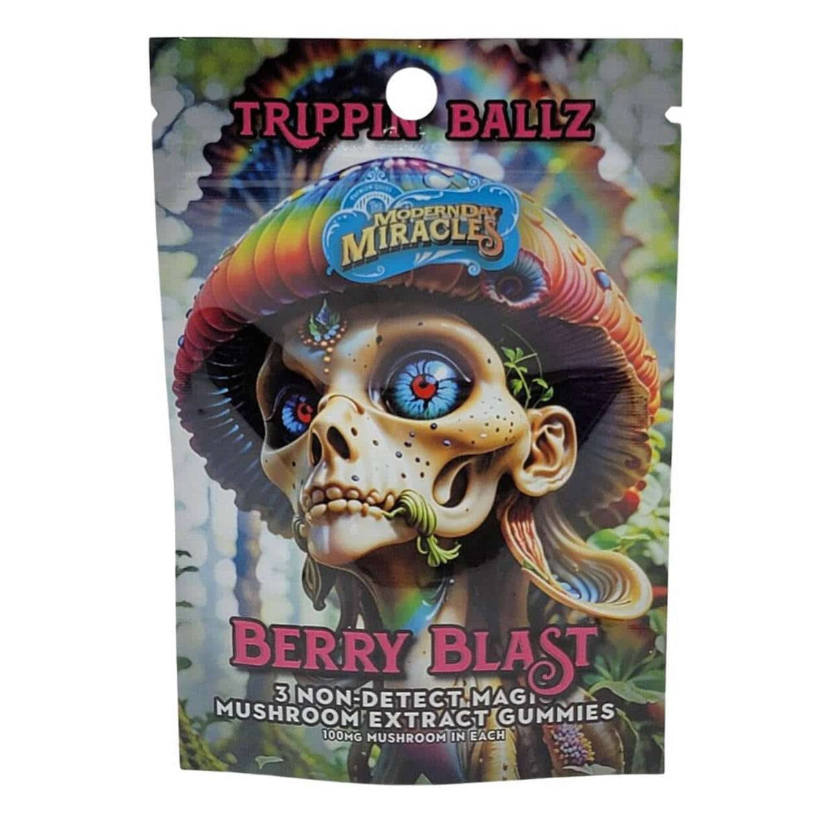 MODERN DAY MIRACLES Trippin’ Ballz Non-Detect Magic Mushroom Extract Gummies 100mg 3ct Berry Blast Flavored - Smoke Shop Wholesale. Done