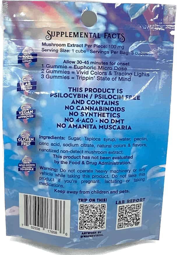 MODERN DAY MIRACLES Trippin’ Ballz Non-Detect Magic Mushroom Extract Gummies 100mg 3ct Blueberry Flavored - Smoke Shop Wholesale. Done