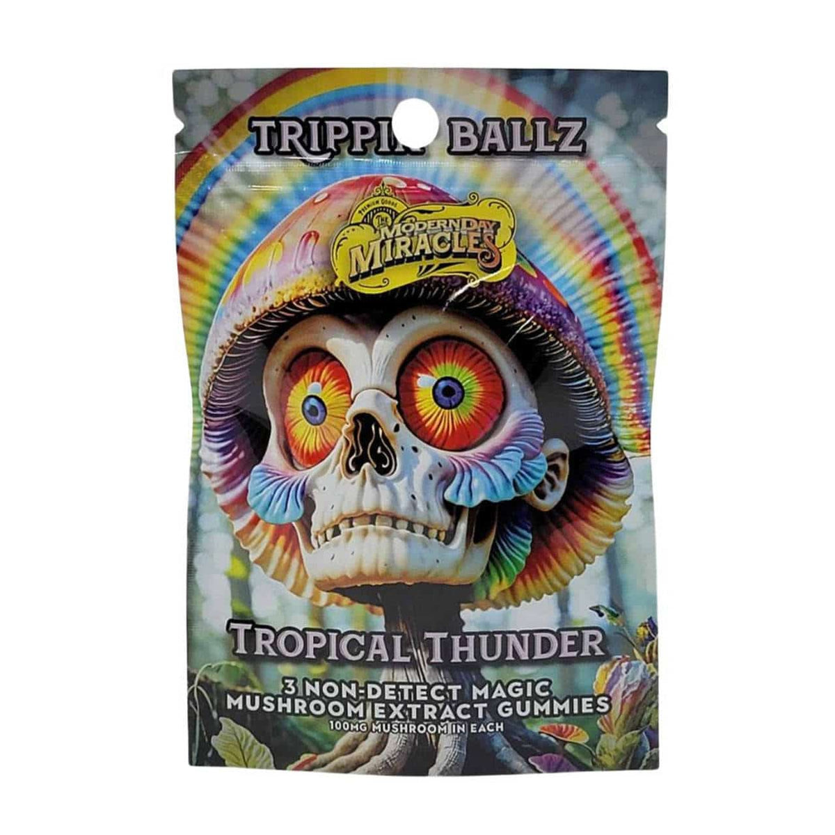 MODERN DAY MIRACLES Trippin’ Ballz Non-Detect Magic Mushroom Extract Gummies 100mg 3ct Tropical Thunder Flavored - Smoke Shop Wholesale.