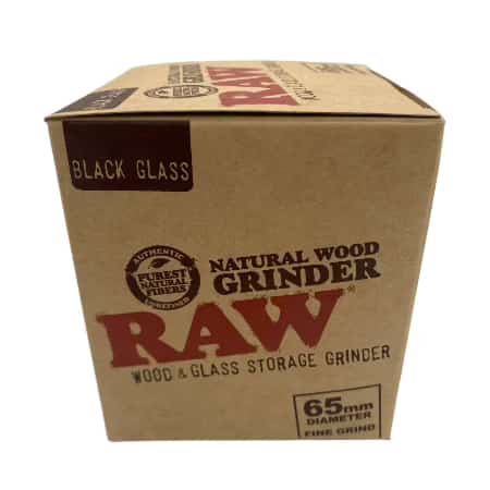 RAW BIRCH TOP WOOD & GLASS STORAGE GRINDER W/ BLACK GLASS - Smoke Shop Wholesale. Done Right.
