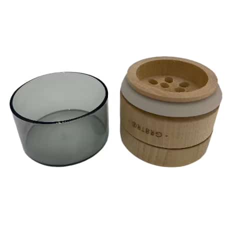 RAW BIRCH TOP WOOD & GLASS STORAGE GRINDER W/ BLACK GLASS - Smoke Shop Wholesale. Done Right.