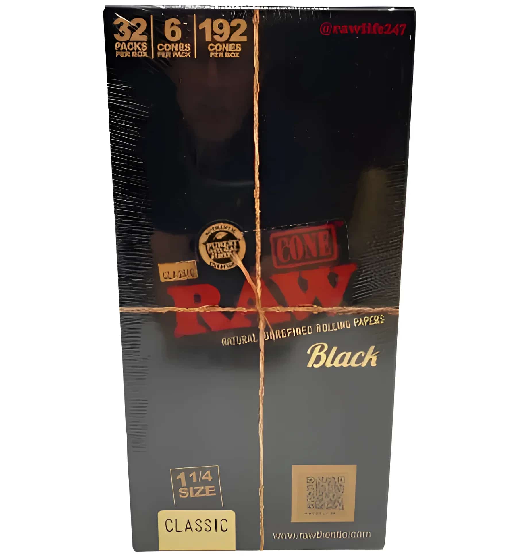 RAW CLASSIC BLACK 1 1/4 CONES 6PK 32CT BOX - Smoke Shop Wholesale. Done Right.