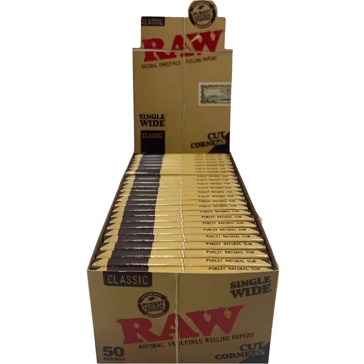 Raw Classic Cut Corners Single Wide Single Window 50ct Box - Smoke Shop Wholesale. Done Right.