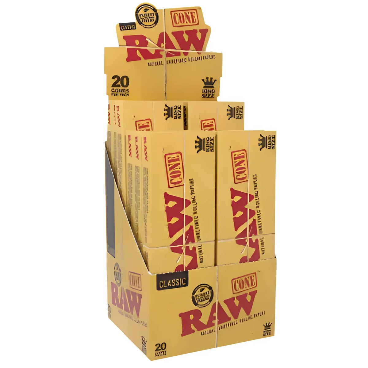 RAW CLASSIC KING SIZE (109MM X 26MM) CONES 20PK 12 CT BOX - Smoke Shop Wholesale. Done Right.