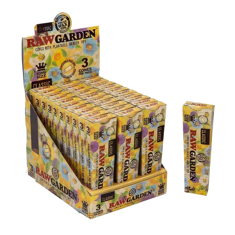 RAW GARDEN KING SIZE CONES 3 PK 30 CT BOX - Smoke Shop Wholesale. Done Right.
