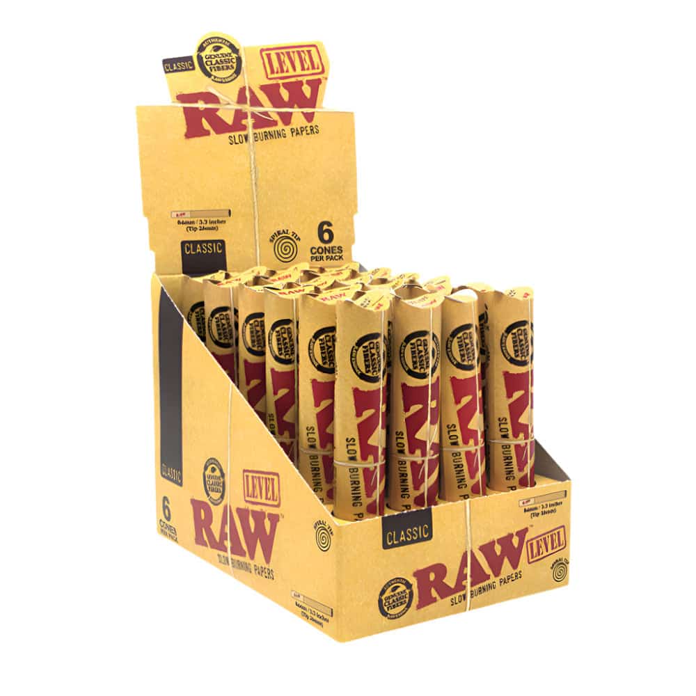 RAW LEVEL 6 PK CLASSIC CONE/ TUBE 24 CT BOX - Smoke Shop Wholesale. Done Right.