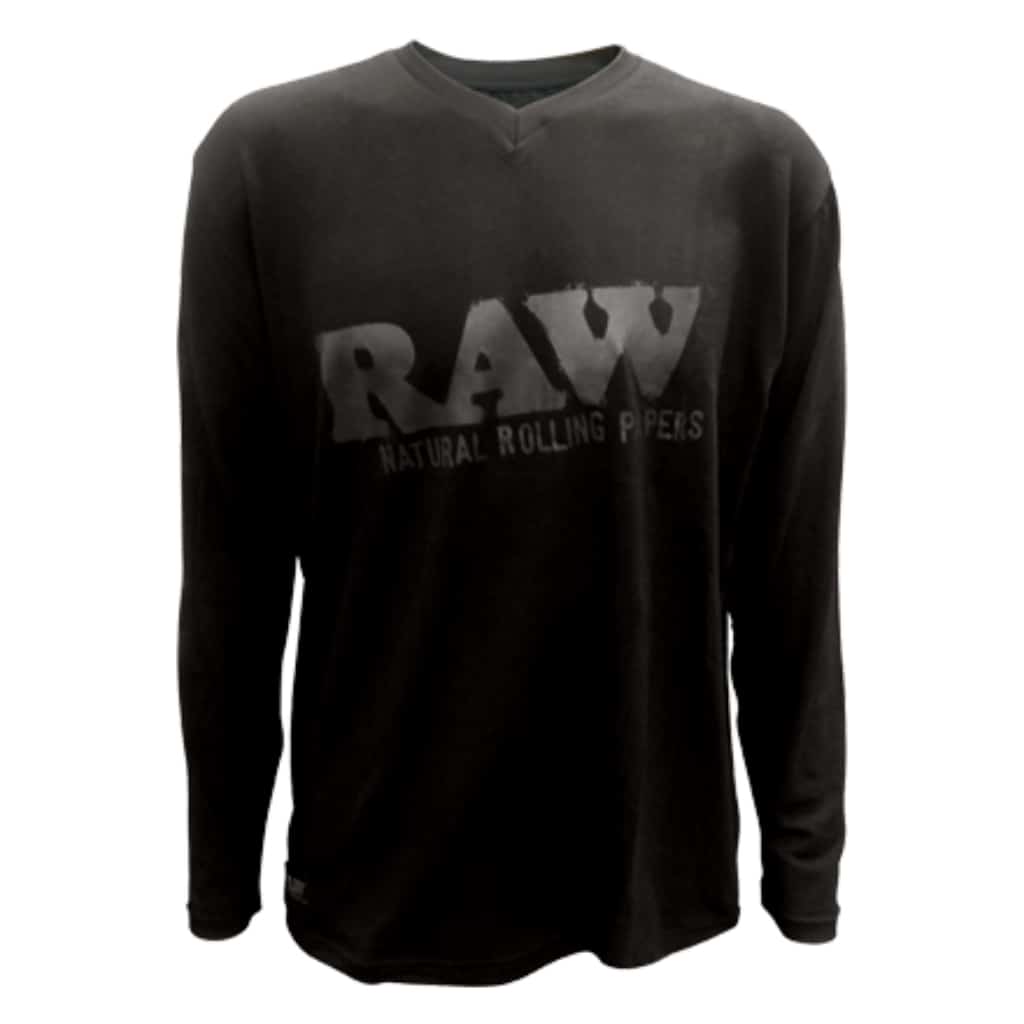 RAW Modal Black V Neck T Shirt Smoke Shop Wholesale. Done Right.