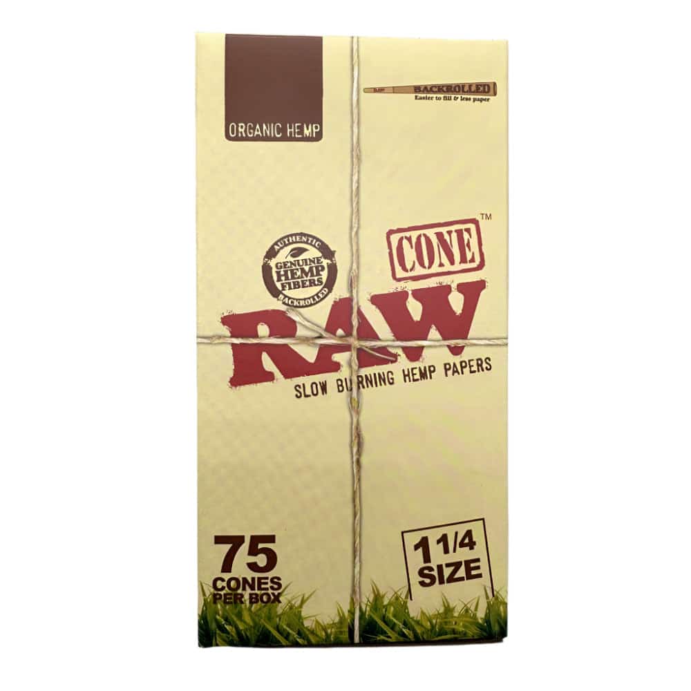 RAW ORGANIC 1 1/4 CONES 75 PK BOX - Smoke Shop Wholesale. Done Right.