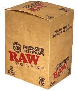 RAW Pressed Bud Wrap Cones King Size 2 pk 12 Ct Display - Smoke Shop Wholesale. Done Right.