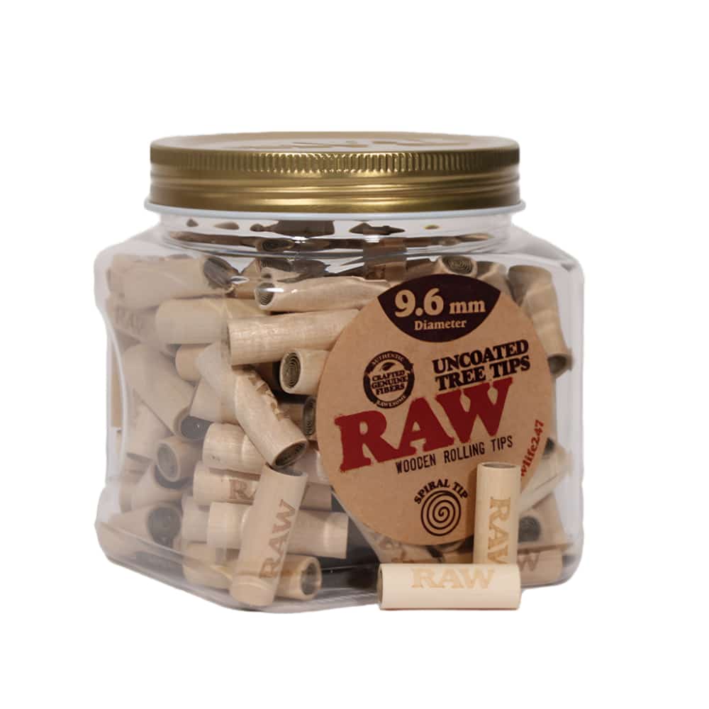 RAW WOODEN TIP (UNCOATED TREE TIPS) 9.6 MM X 30MM 130 CT JAR - Smoke Shop Wholesale. Done Right.