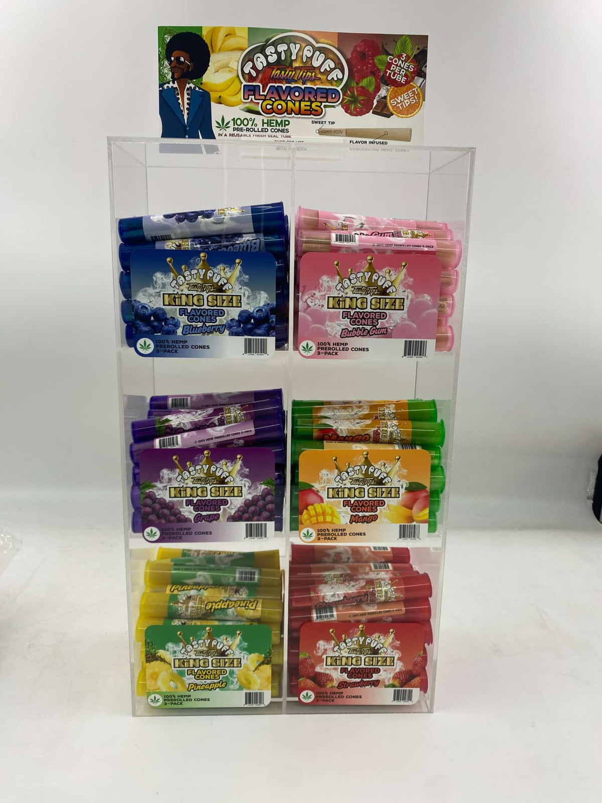 TASTY PUFF TASTY TIPS KING SIZE FLAVORED CONE DISPLAY #1 - Smoke Shop Wholesale. Done Right.