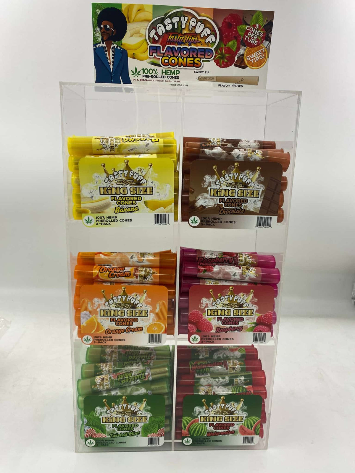 TASTY PUFF TASTY TIPS KING SIZE FLAVORED CONE DISPLAY #2 - Smoke Shop Wholesale. Done Right.