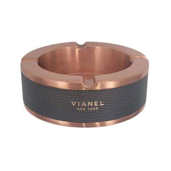 Vianel Rose Gold Colored Ashtray with Grey Calfskin Wrap *****CLOSEOUT***** - Smoke Shop Wholesale. Done Right.