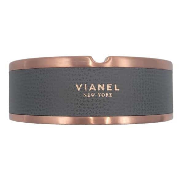 Vianel Rose Gold Colored Ashtray with Grey Calfskin Wrap *****CLOSEOUT***** - Smoke Shop Wholesale. Done Right.