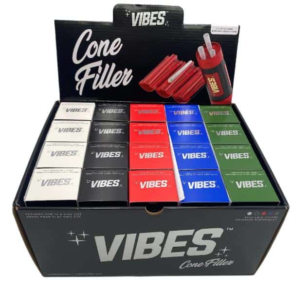 VIBES CONE FILLER (3 OR 1) ASSORTED COLORS 20 CT DISPLAY - Smoke Shop Wholesale. Done Right.