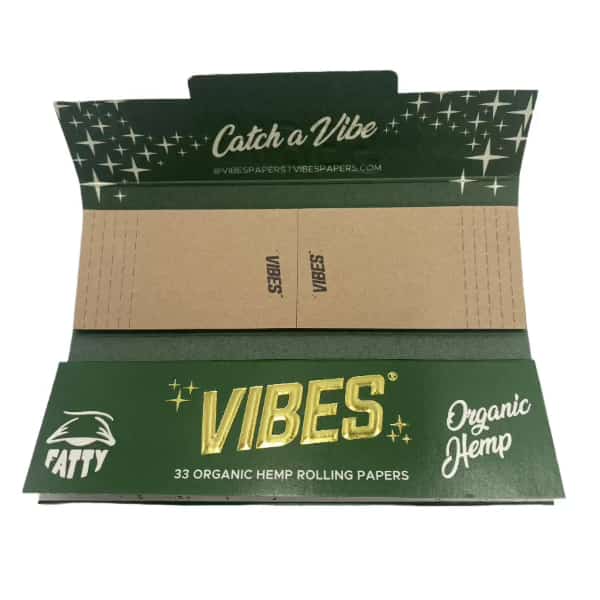 Vibes King Size Fatty Organic Hemp Rolling Papers W/ Tips 24ct Box 33 LPB - Smoke Shop Wholesale. Done Right.