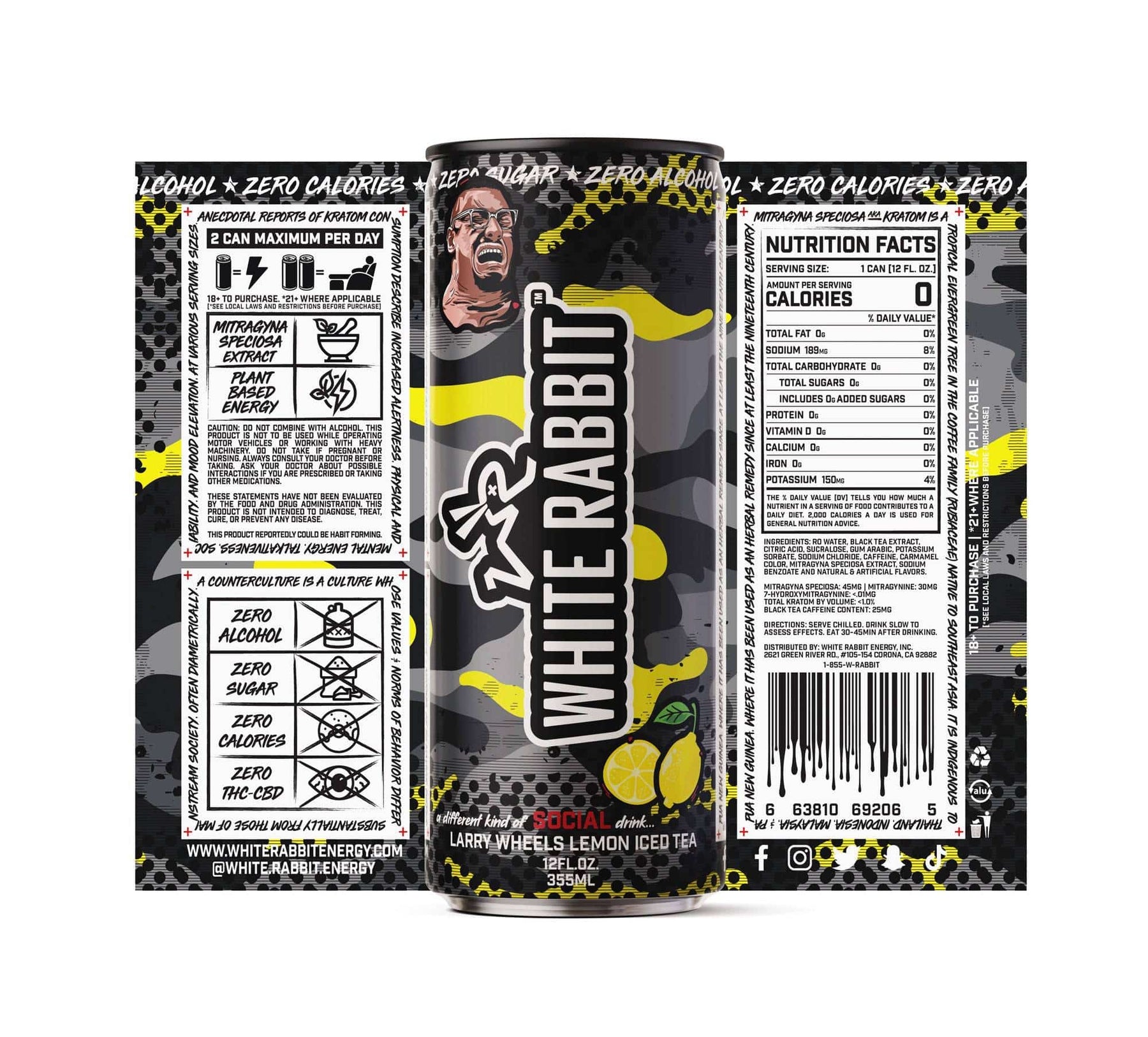 WHITE RABBIT KRATOM LARRY WHEELS LEMON ICED TEA 12 OZ (24 CT CASE) - Smoke Shop Wholesale. Done Right.