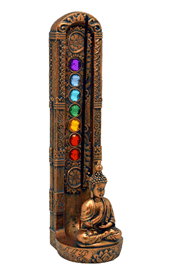 Standing Buddha With 7 Chakra Colored Stones Incense Burner 10.5"