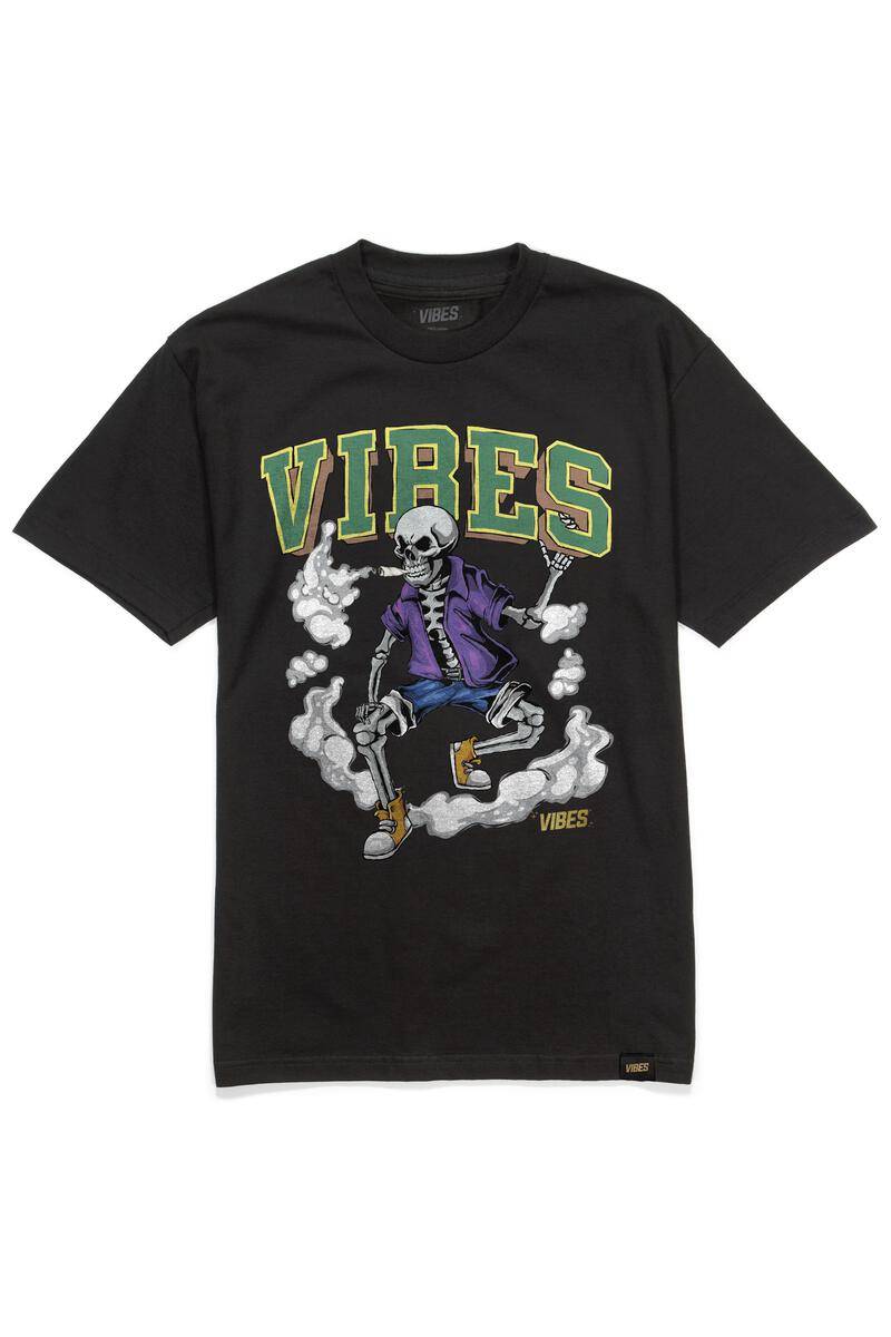 VIBES Black Skull & Cone T-Shirt Medium