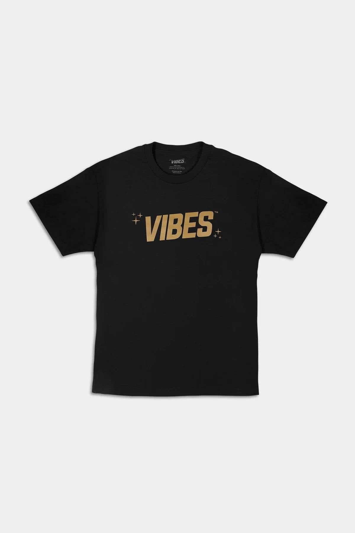 VIBES Black With Gold Logo T-Shirt Medium