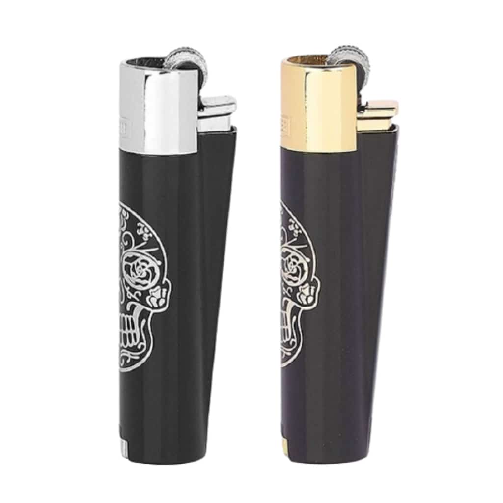 Clipper Metal Mex Skulls Lighter - Smoke Shop Wholesale. Done Right.