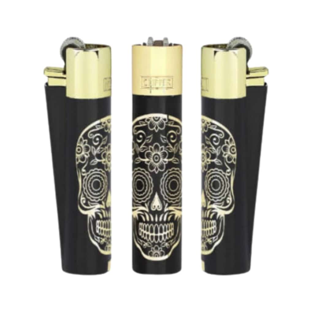 Clipper Metal Mex Skulls Lighter - Smoke Shop Wholesale. Done Right.