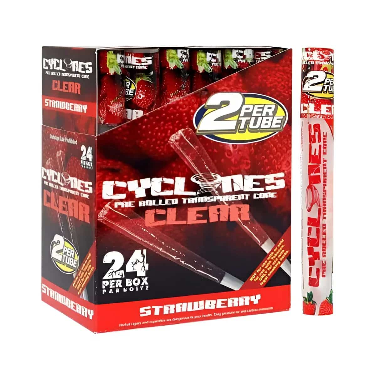 Cyclone Clear Strawberry Cones - Smoke Shop Wholesale. Done Right.