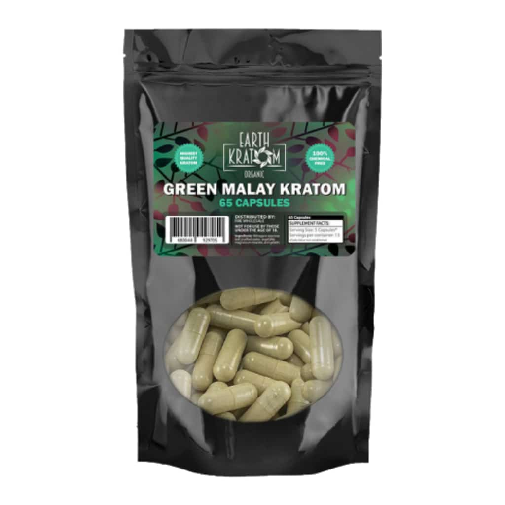 Earth Kratom Green Malay - 65ct Kratom Capsules - Smoke Shop Wholesale. Done Right.