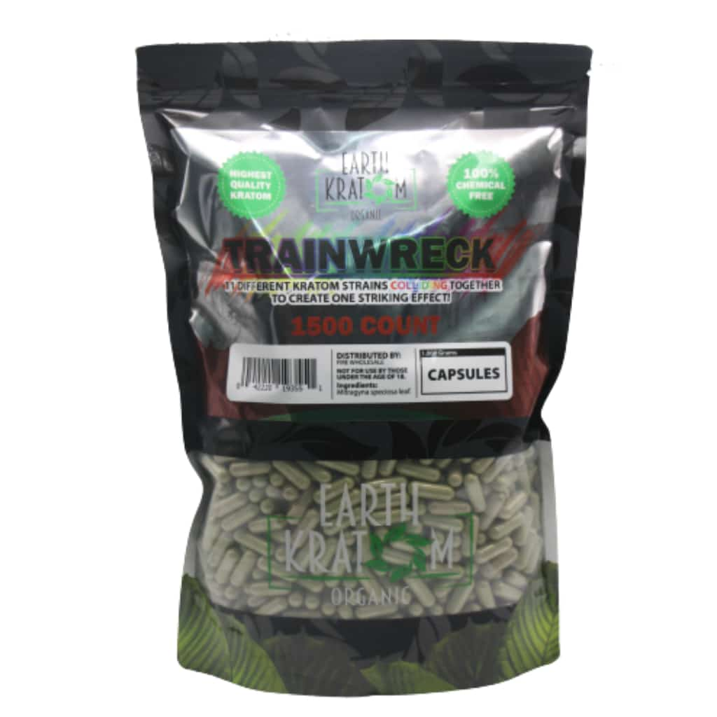 Earth Kratom Trainwreck - 1500ct Kratom Capsules | BG Sales