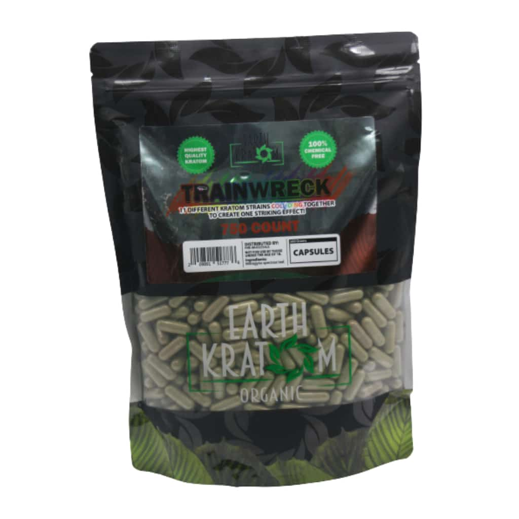 Earth Kratom Trainwreck - 750ct Kratom Capsules | BG Sales