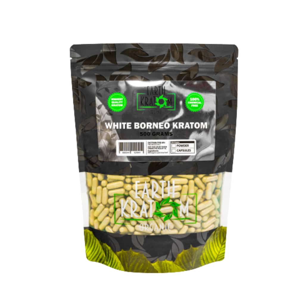 Earth Kratom White Borneo - 500g Kratom Capsules - Smoke Shop Wholesale. Done Right.
