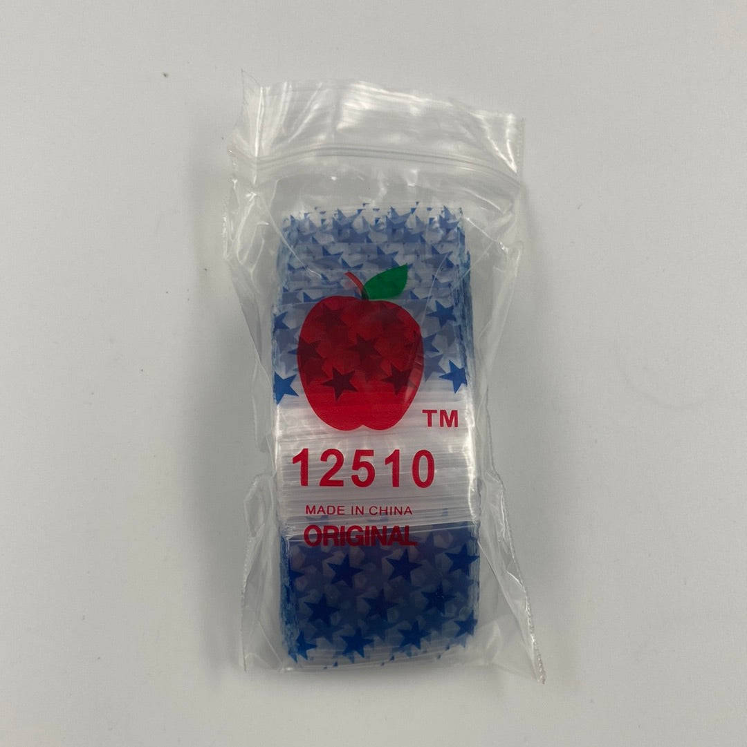 Apple Brand 1 1/4"x1" Blue Star Ziplock Bag