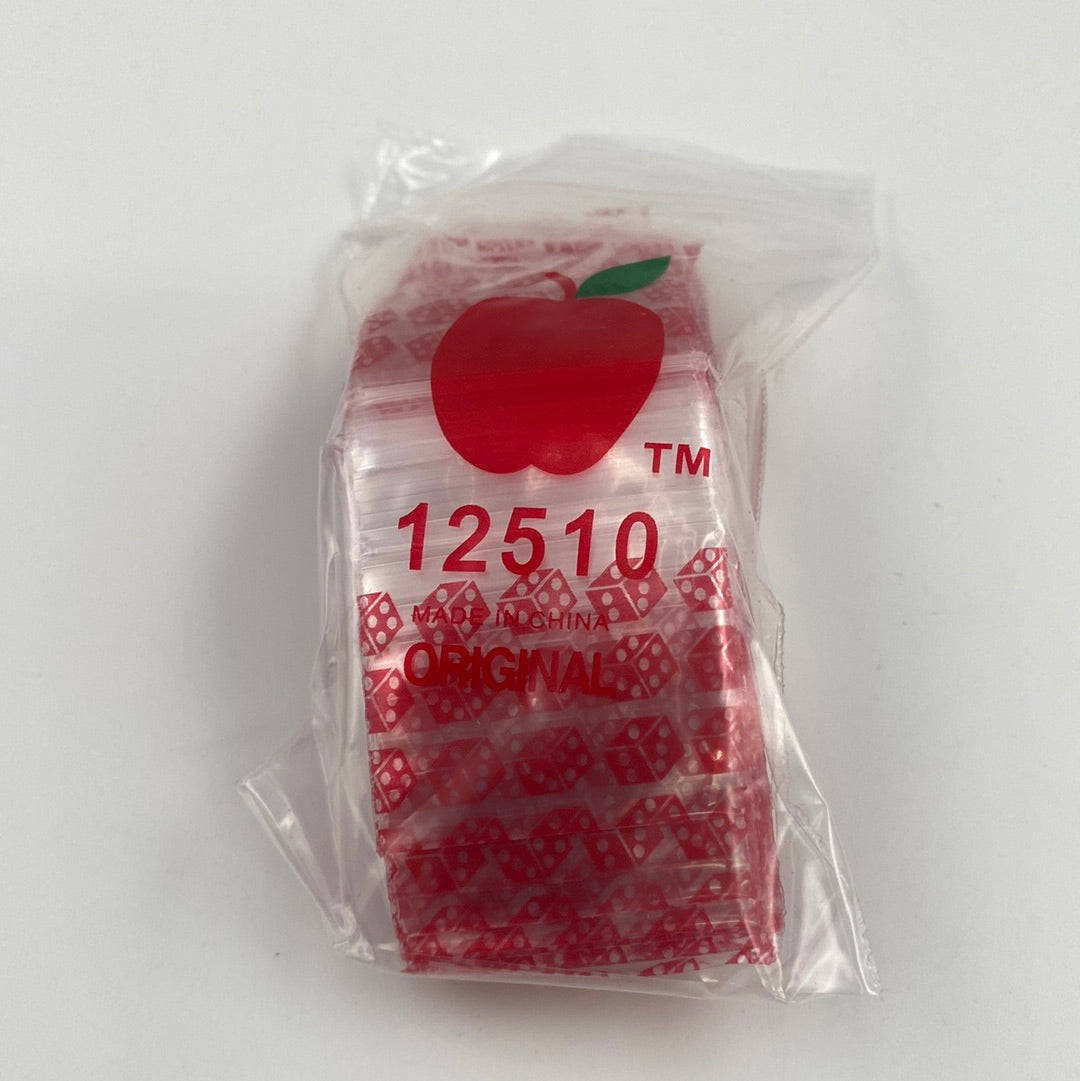 Apple Brand 1 1/4"x1" Red Dice Ziplock Bag