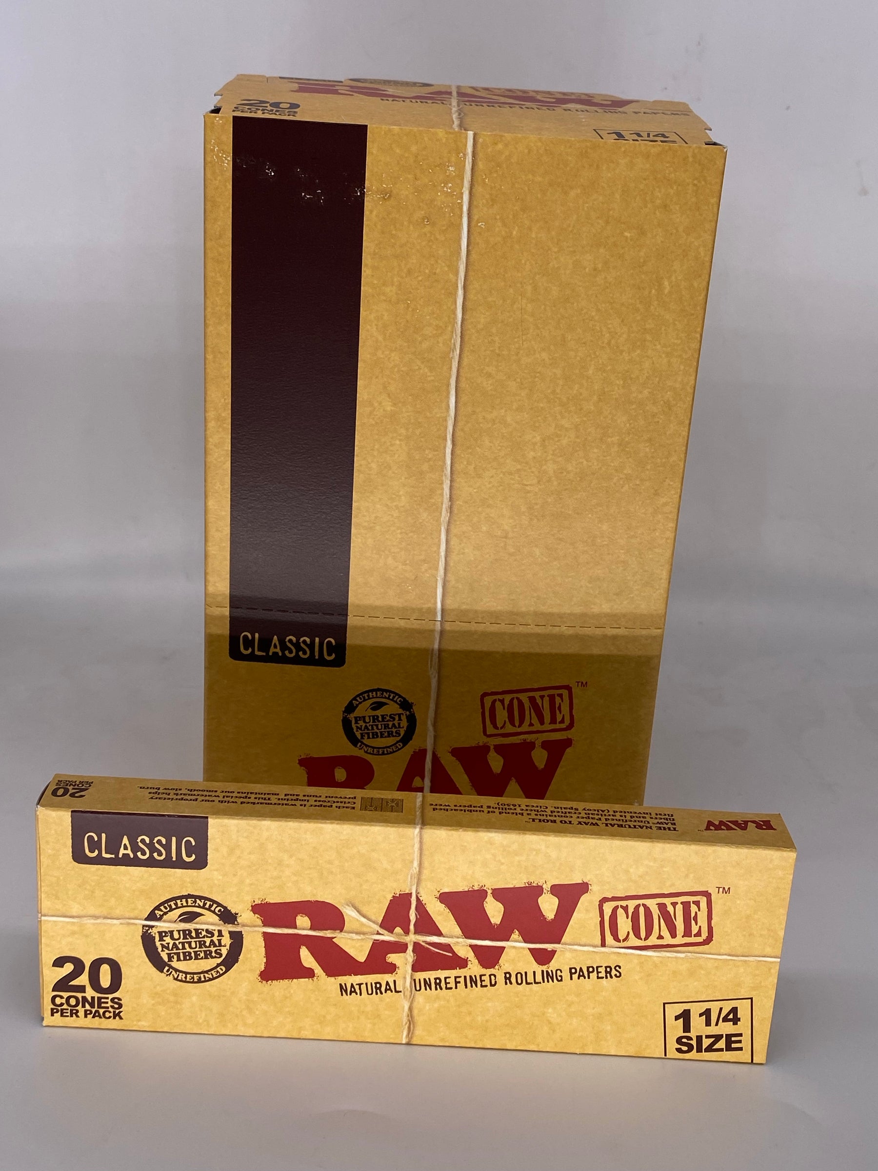RAW CLASSIC 1 1/4 (84MM X 24 MM)  CONES 20 PK 12 CT BOX