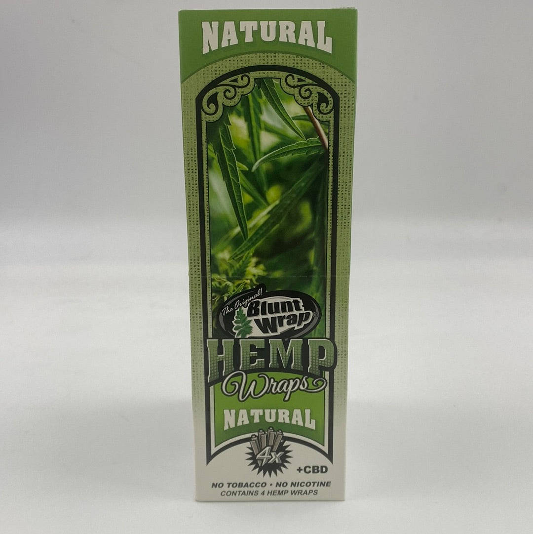 BLUNT WRAP HEMP WRAP NATURAL W/ TIP & CBD 15 CT BOX 4 WRAPS PER PK