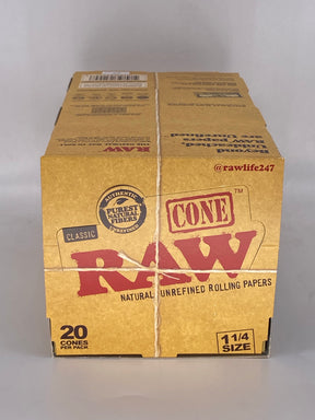 RAW CLASSIC 1 1/4 (84MM X 24 MM)  CONES 20 PK 12 CT BOX