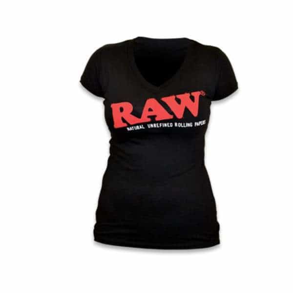 RAW Ladies Black V-Neck Tee - Smoke Shop Wholesale. Done Right.